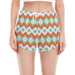 Turquoise Native American Pattern Print Women's Split Running Shorts