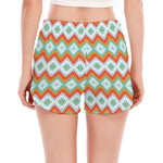 Turquoise Native American Pattern Print Women's Split Running Shorts