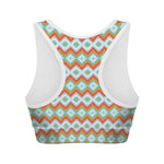 Turquoise Native American Pattern Print Women's Sports Bra
