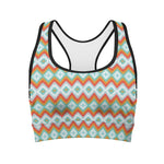 Turquoise Native American Pattern Print Women's Sports Bra