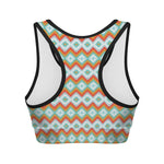 Turquoise Native American Pattern Print Women's Sports Bra