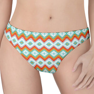 Turquoise Native American Pattern Print Women's Thong