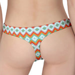 Turquoise Native American Pattern Print Women's Thong