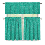 Turquoise (NOT Real) Glitter Print 3 Piece Kitchen Curtains