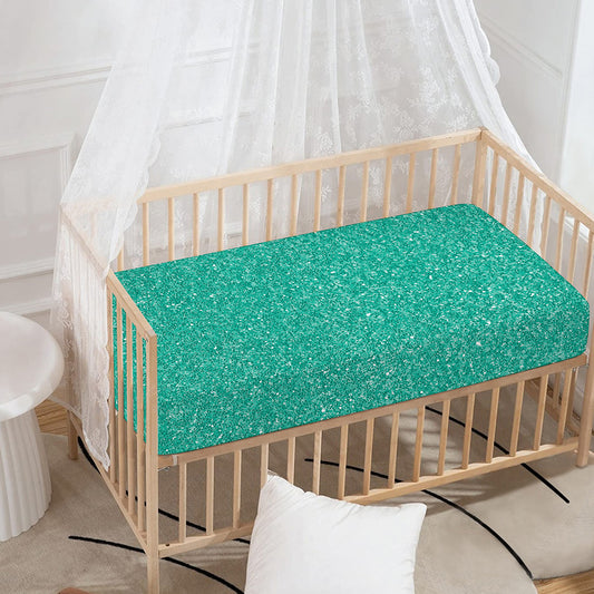 Turquoise (NOT Real) Glitter Print Baby Crib Sheet