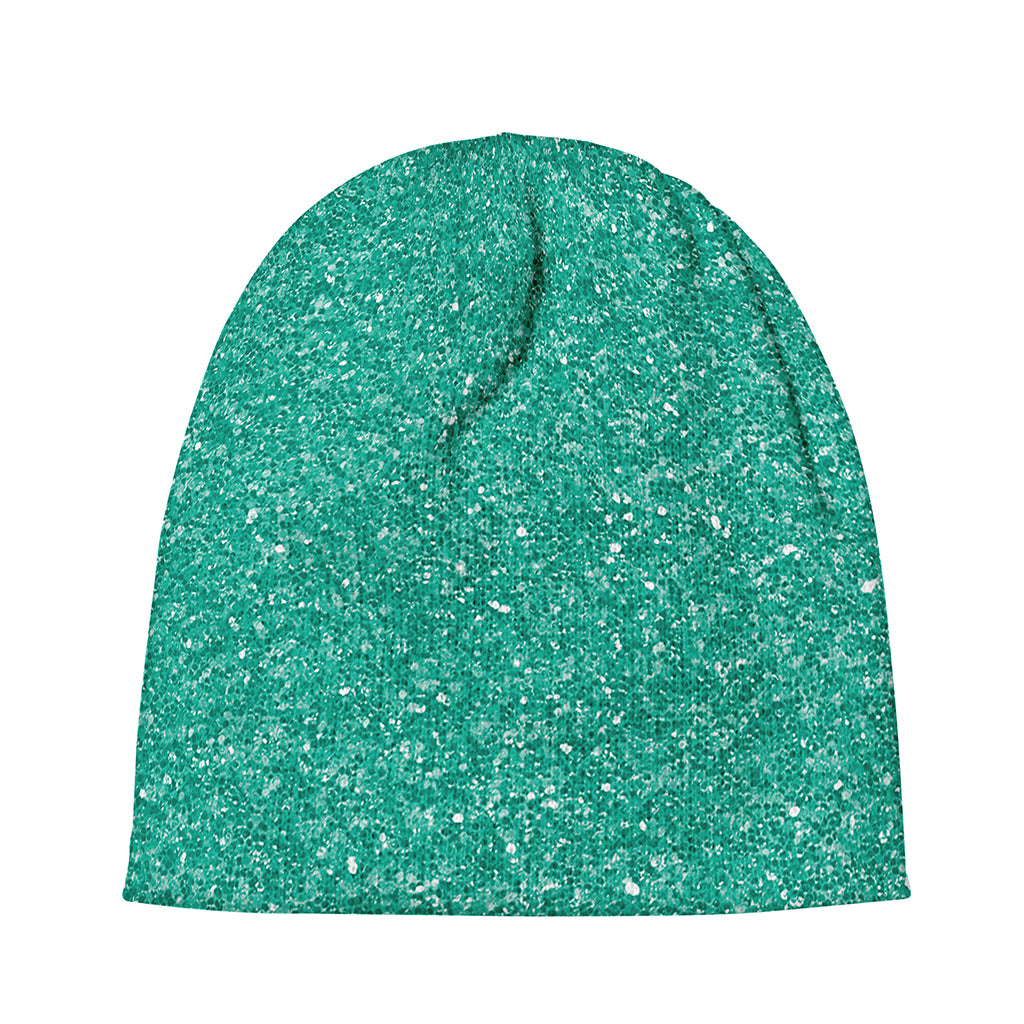 Turquoise (NOT Real) Glitter Print Beanie