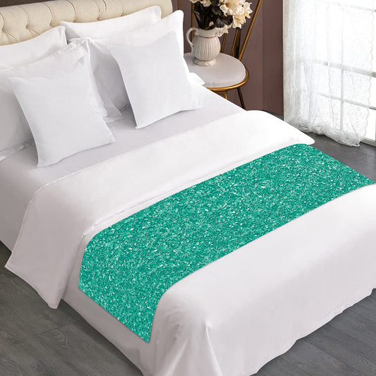 Turquoise (NOT Real) Glitter Print Bed Runner