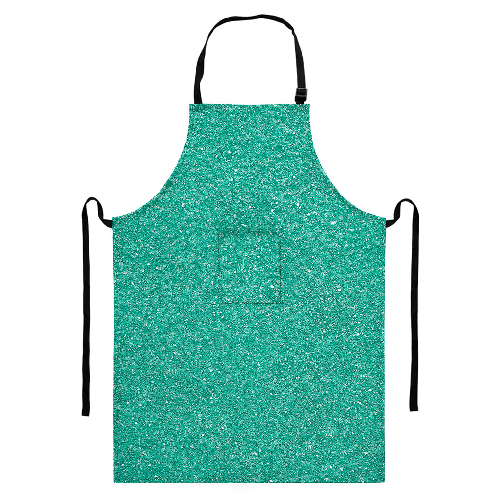 Turquoise (NOT Real) Glitter Print Bib Apron With Pocket