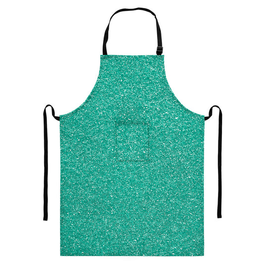 Turquoise (NOT Real) Glitter Print Bib Apron With Pocket
