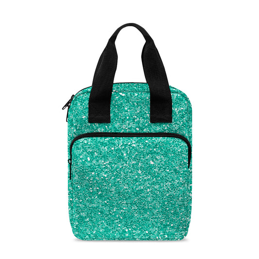 Turquoise (NOT Real) Glitter Print Bible Tote Bag