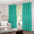Turquoise (NOT Real) Glitter Print Dimout Grommet Curtains