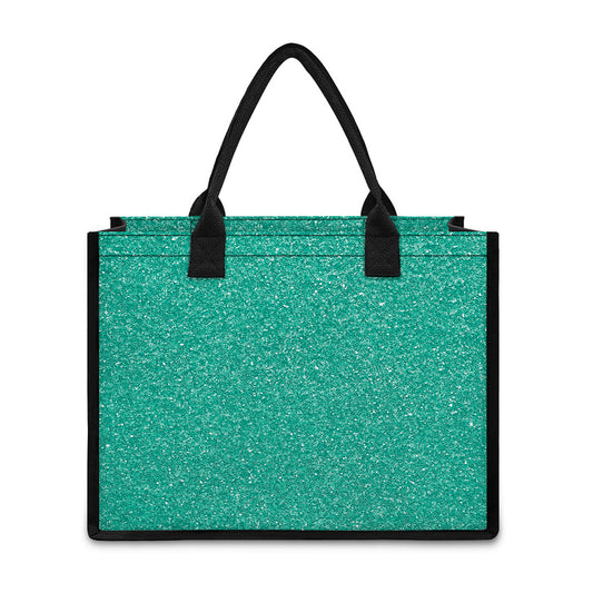 Turquoise (NOT Real) Glitter Print Canvas Tote Bag