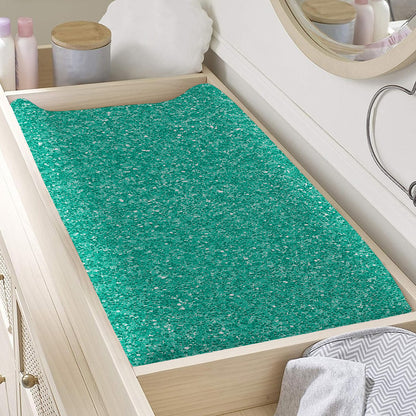 Turquoise (NOT Real) Glitter Print Changing Pad Cover