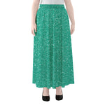 Turquoise (NOT Real) Glitter Print Chiffon Maxi Skirt