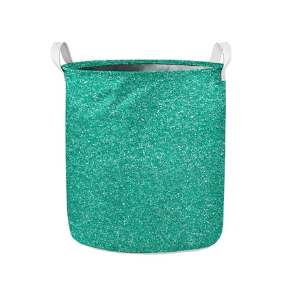 Turquoise (NOT Real) Glitter Print Collapsible Laundry Basket