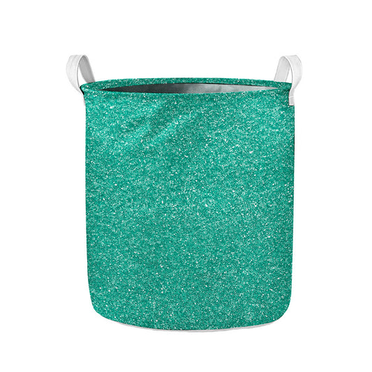 Turquoise (NOT Real) Glitter Print Collapsible Laundry Basket