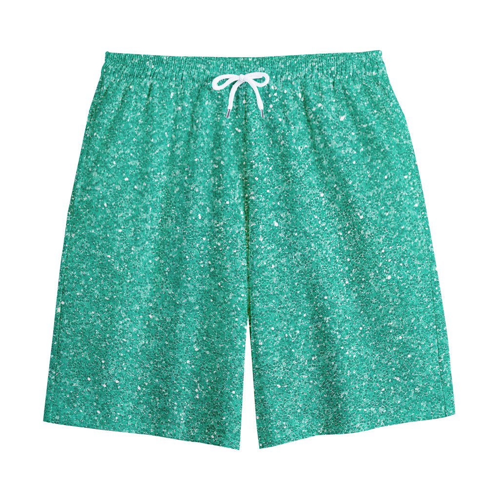 Turquoise (NOT Real) Glitter Print Cotton Shorts