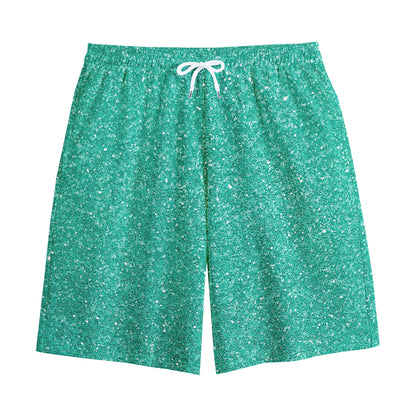 Turquoise (NOT Real) Glitter Print Cotton Shorts