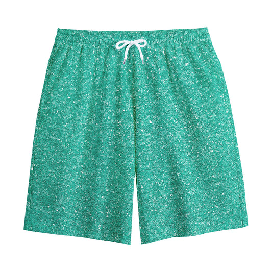 Turquoise (NOT Real) Glitter Print Cotton Shorts