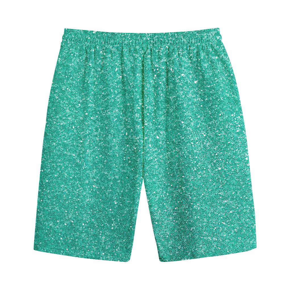 Turquoise (NOT Real) Glitter Print Cotton Shorts