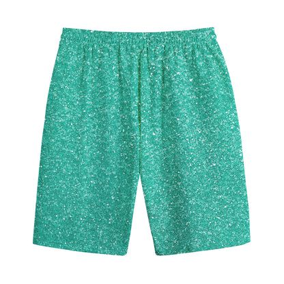 Turquoise (NOT Real) Glitter Print Cotton Shorts
