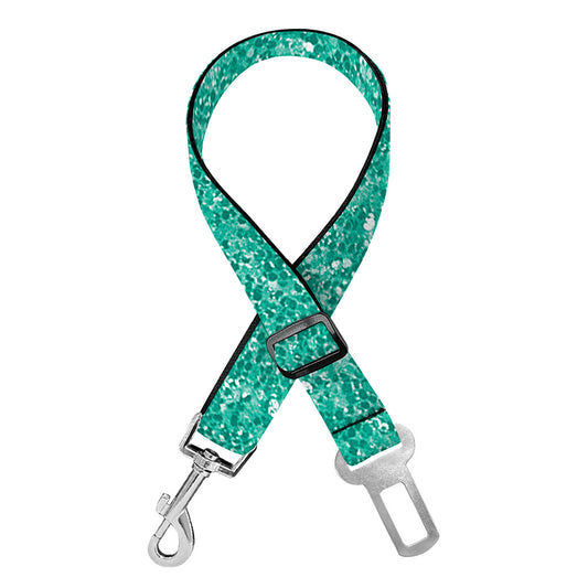 Turquoise (NOT Real) Glitter Print Dog Seat Belt