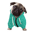 Turquoise (NOT Real) Glitter Print Dog Zip Up Hoodie