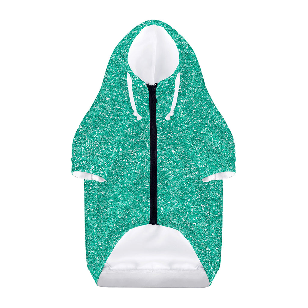 Turquoise (NOT Real) Glitter Print Dog Zip Up Hoodie