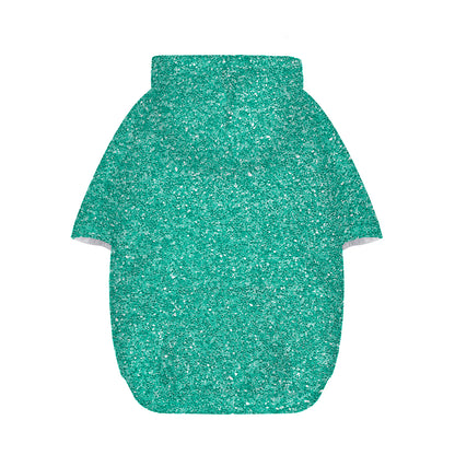 Turquoise (NOT Real) Glitter Print Dog Zip Up Hoodie