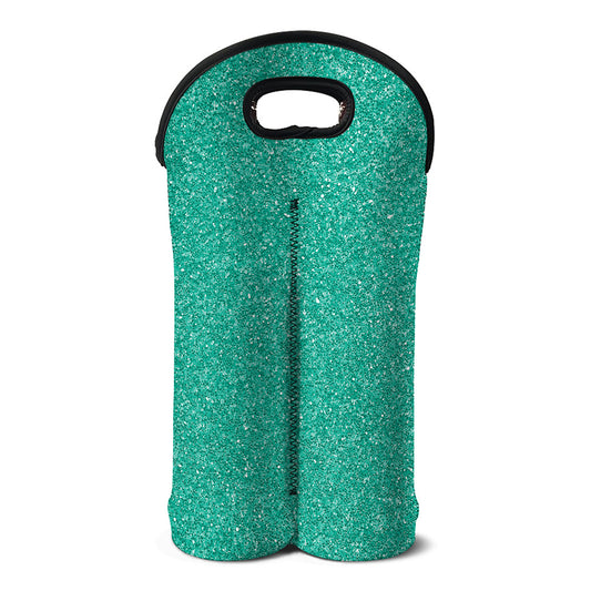 Turquoise (NOT Real) Glitter Print Double Neoprene Wine Tote