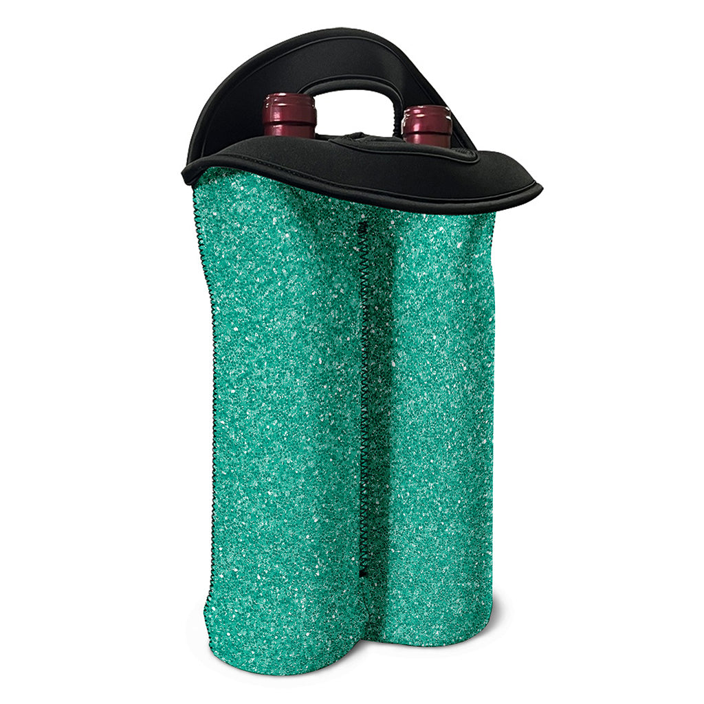 Turquoise (NOT Real) Glitter Print Double Neoprene Wine Tote