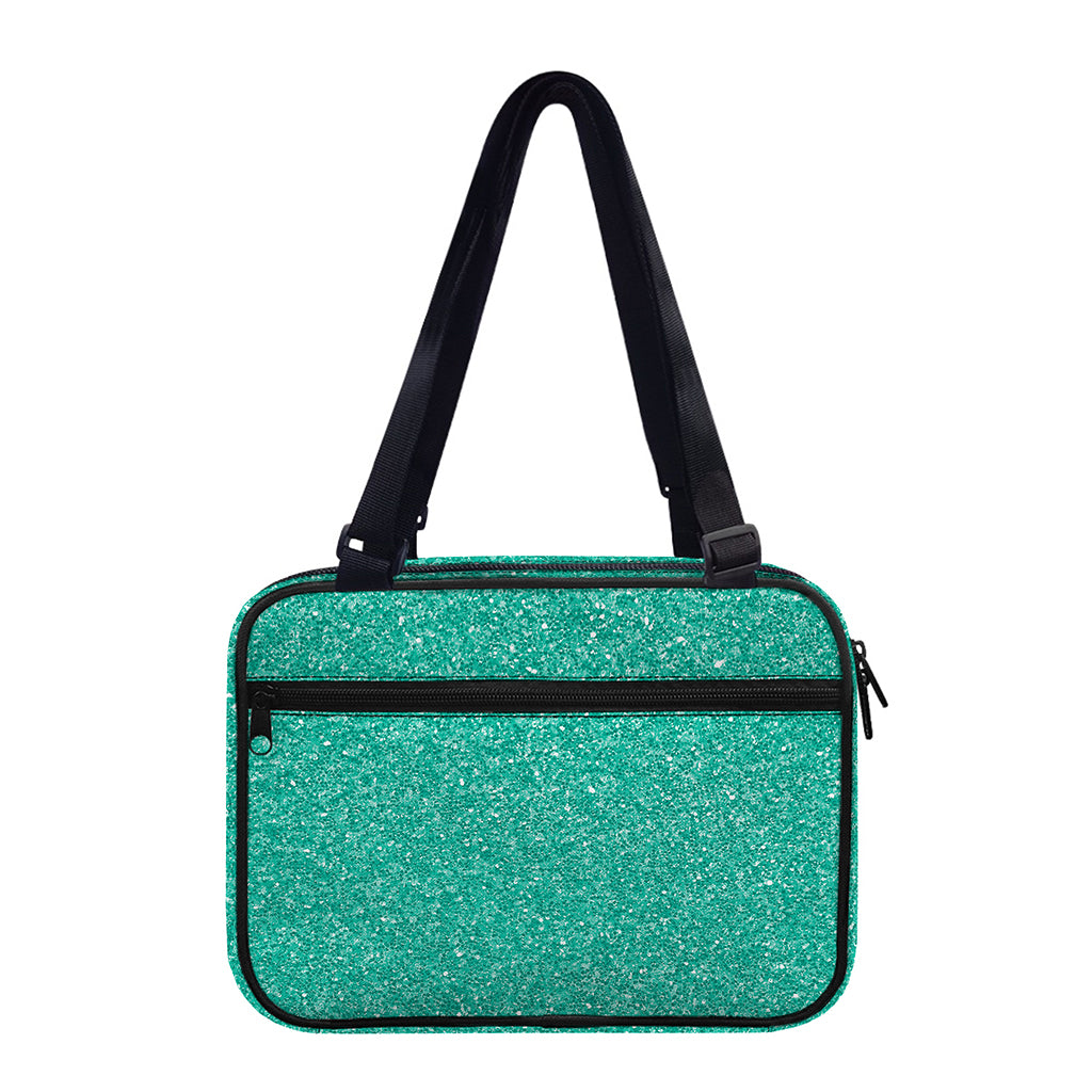 Turquoise (NOT Real) Glitter Print Double Strap Bible Bag