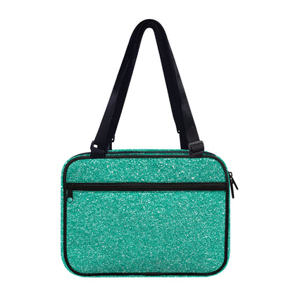 Turquoise (NOT Real) Glitter Print Double Strap Bible Bag