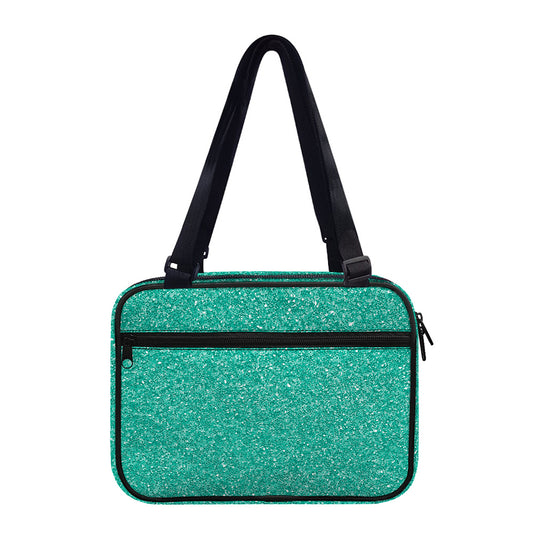 Turquoise (NOT Real) Glitter Print Double Strap Bible Bag