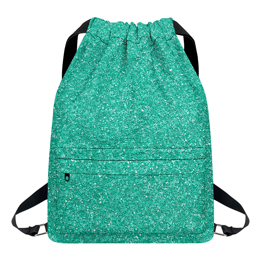 Turquoise (NOT Real) Glitter Print Drawstring Backpack