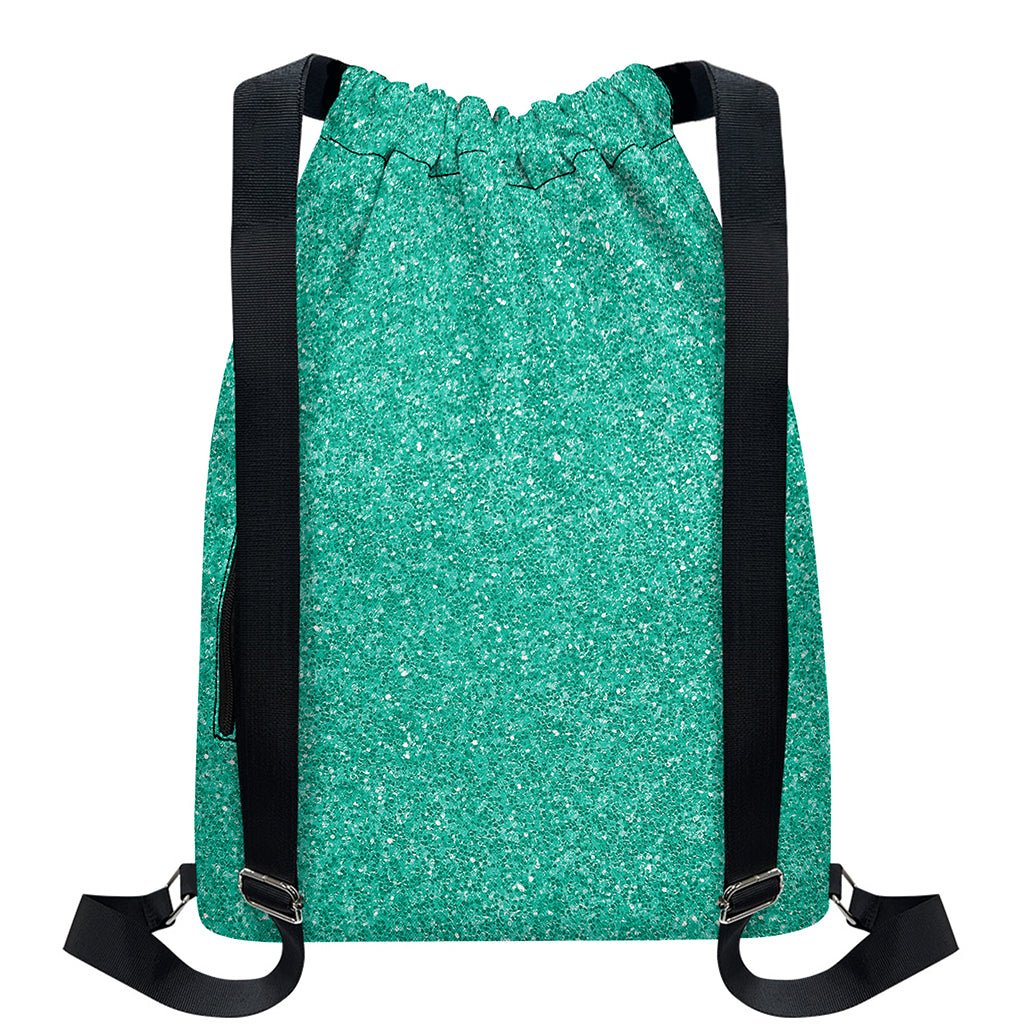 Turquoise (NOT Real) Glitter Print Drawstring Backpack