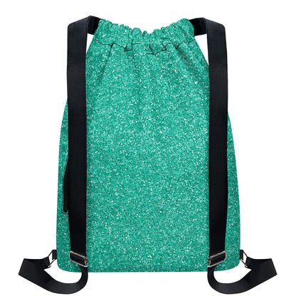 Turquoise (NOT Real) Glitter Print Drawstring Backpack