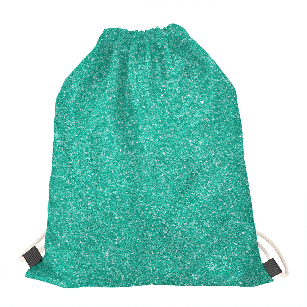Turquoise (NOT Real) Glitter Print Drawstring Bag