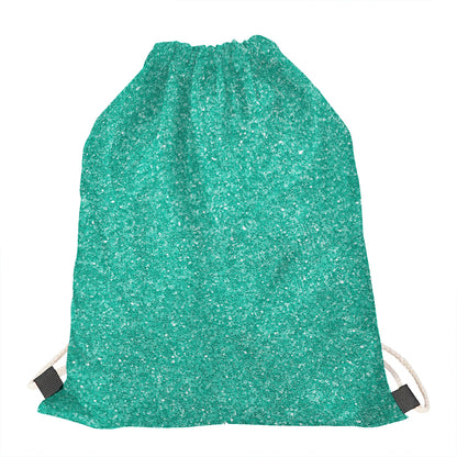 Turquoise (NOT Real) Glitter Print Drawstring Bag