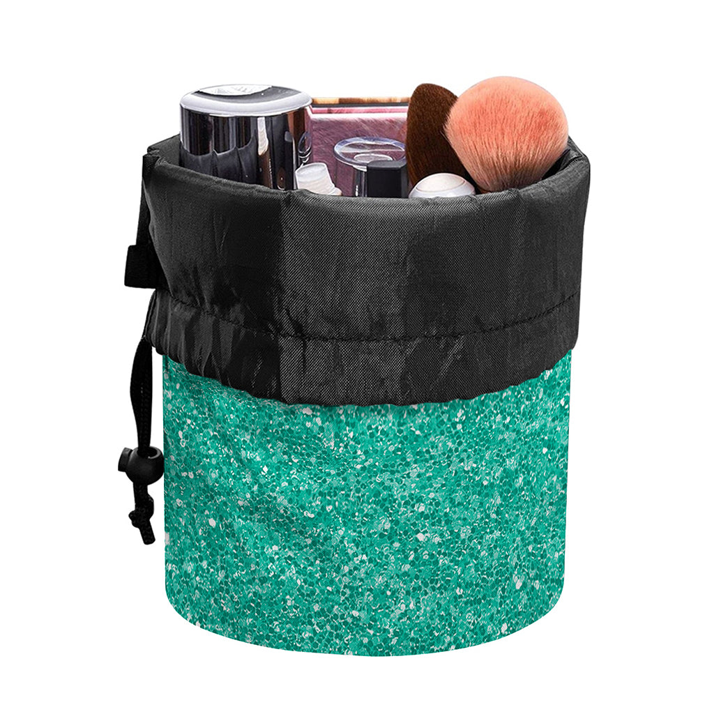 Turquoise (NOT Real) Glitter Print Drawstring Makeup Bag