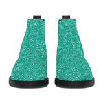 Turquoise (NOT Real) Glitter Print Flat Ankle Boots