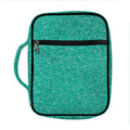 Turquoise (NOT Real) Glitter Print Front Pocket Bible Bag