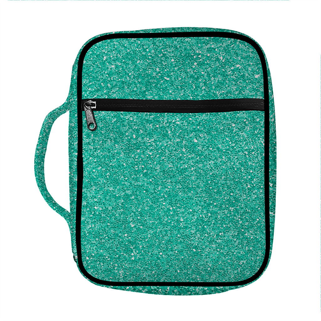 Turquoise (NOT Real) Glitter Print Front Pocket Bible Bag