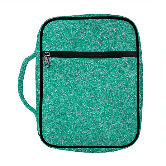 Turquoise (NOT Real) Glitter Print Front Pocket Bible Bag