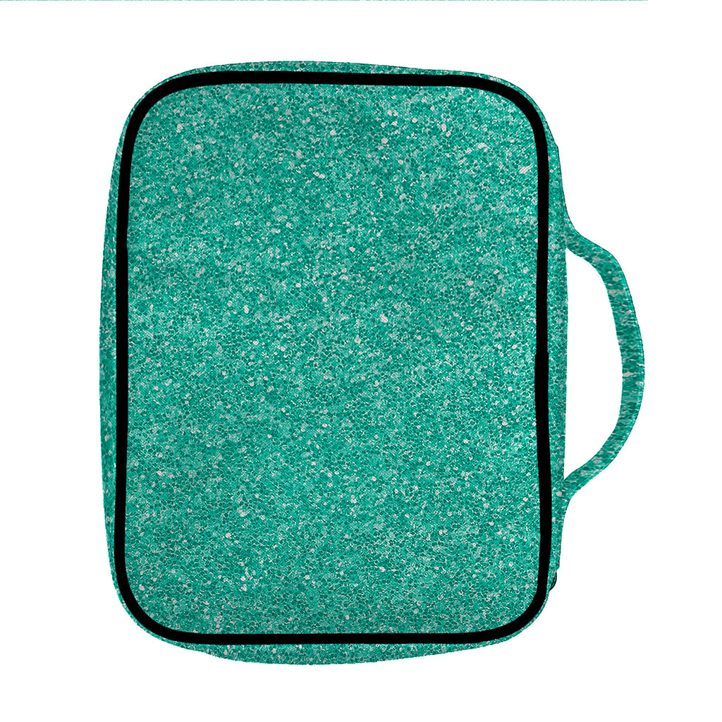 Turquoise (NOT Real) Glitter Print Front Pocket Bible Bag