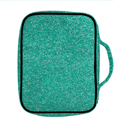 Turquoise (NOT Real) Glitter Print Front Pocket Bible Bag