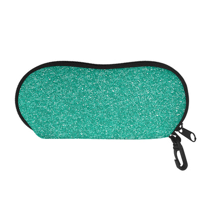 Turquoise (NOT Real) Glitter Print Glasses Case