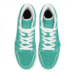 Turquoise (NOT Real) Glitter Print High Top Leather Sneakers