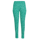 Turquoise (NOT Real) Glitter Print High-Waisted Pocket Leggings