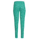 Turquoise (NOT Real) Glitter Print High-Waisted Pocket Leggings